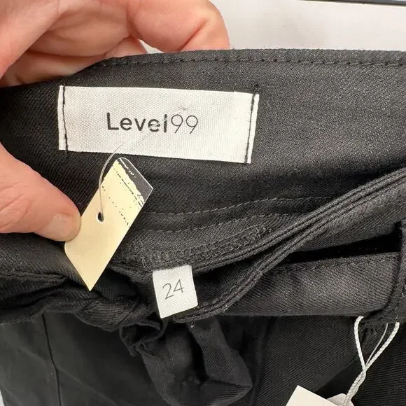 LEVEL99 NWT Bette Seamed Tie Waist Linen Straight Leg Trouser in Black // 00 - Picture 6 of 14